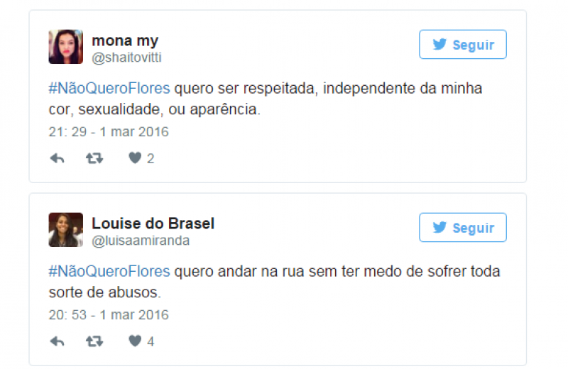 "Não quero flores"