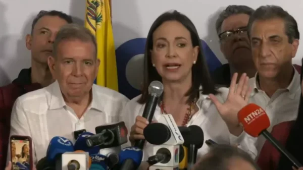 Maria Corina Machado fala apos resultado da eleicao presidencial na Venezuela que reelegeu Nicolas Maduro em 29 de julho de 2024 e1722371013981