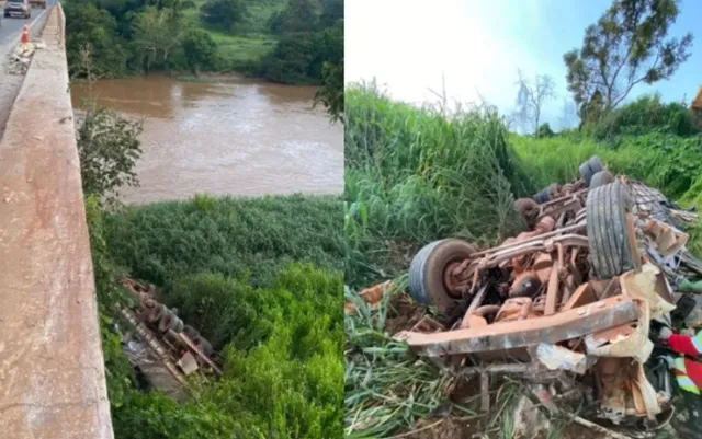 Caminhoneiro morre após caminhão cair de ponte na BR-153