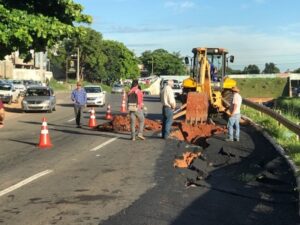 Obras em trecho danificado da Marginal Botafogo são iniciadas