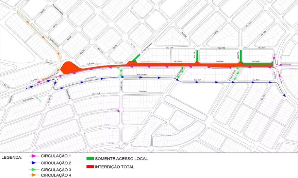 Avenida 4ª Radial será interditada a partir desta sexta-feira (2)