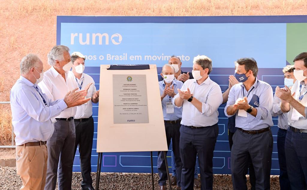 Caiado e Tarcísio inauguram Terminal da Ferrovia Norte-Sul