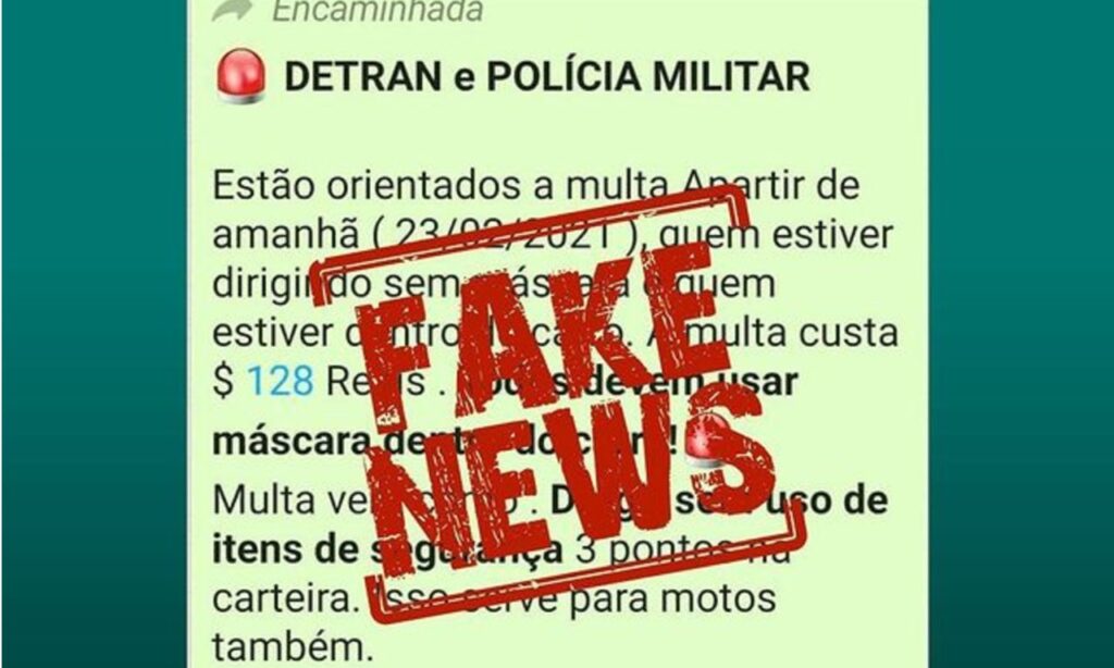 Multas a motoristas que não usam máscaras é fake news