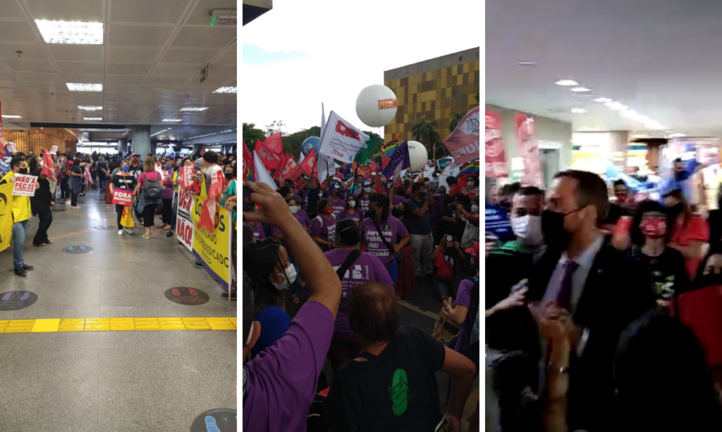 Protesto em Brasília acaba em bate-boca entre deputado e manifestantes