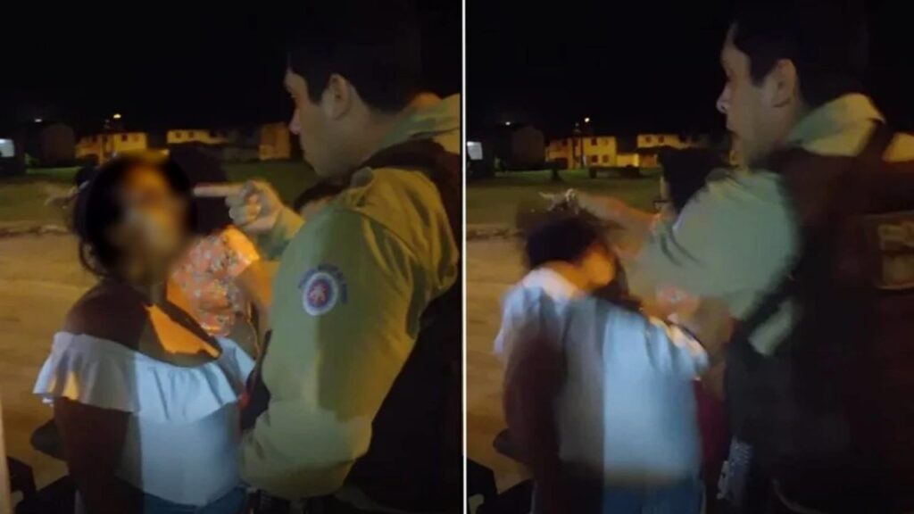 Policial militar dá tapa no rosto de mulher após discussão sobre volume de som; assista