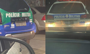 Viaturas da Polícia Militar são flagradas com placas invertidas em Luziânia