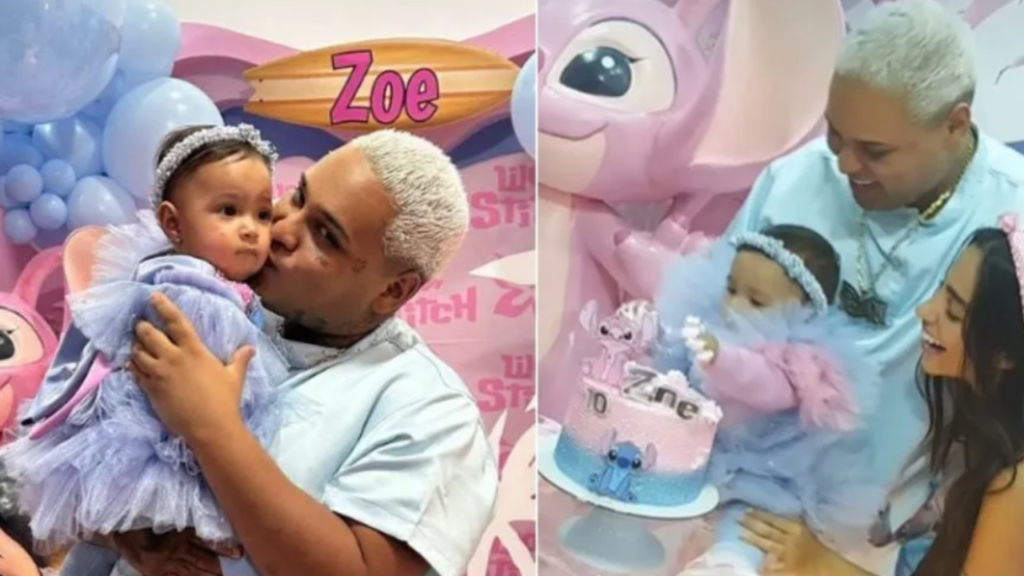 MC Ryan SP celebra mesversário da filha com namorada após agressão