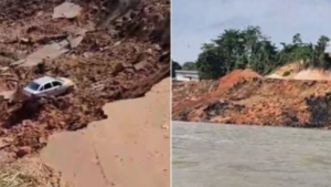 Veja vídeo do desabamento no Porto da Terra Preta, equipes procuram por vítimas