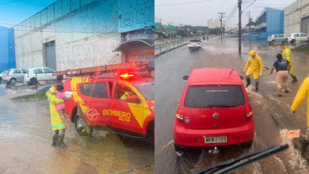 Chuva forte deixa três pessoas ilhadas na avenida anhanguera Foto: Divulgação