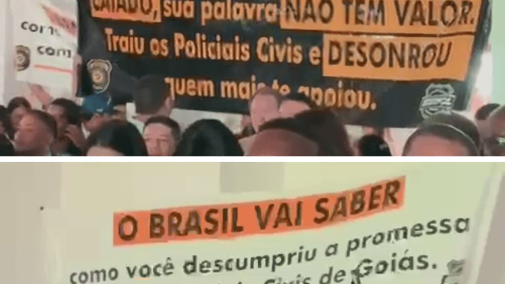 Caiado é vaiado em lançamento de pré-candidatura e enfrenta protestos de policiais civis Foto: Divulgação