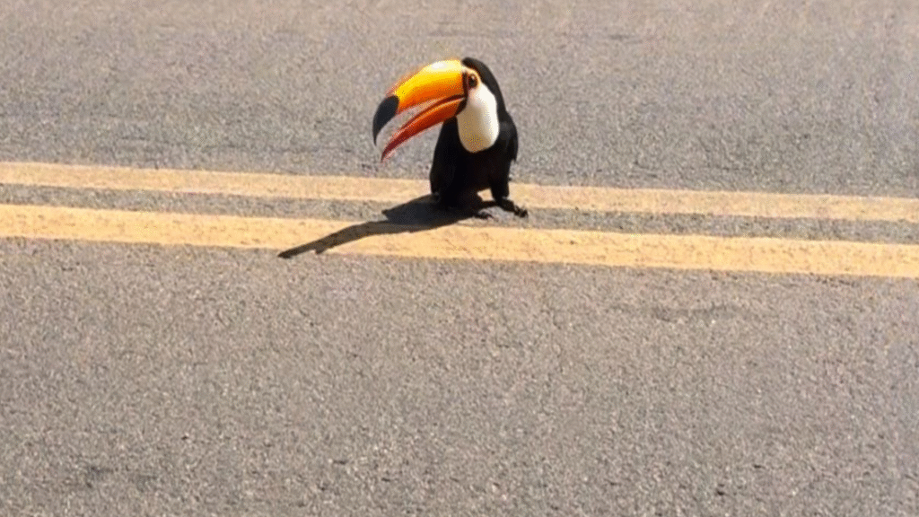 Tucano ferido é resgatado por motorista na BR-070, mas não resiste aos ferimentos Foto: Divulgação