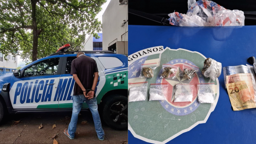 Suspeito é preso em flagrante com maconha, skunk e cocaína em lote residencial em Goiânia Foto: Divulgação
