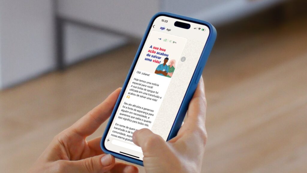 Em períodos de baixa nos estoques, hospital aciona doadores por mensagens no aplicativo. Unidade realiza, em média, 929 transfusões por mês