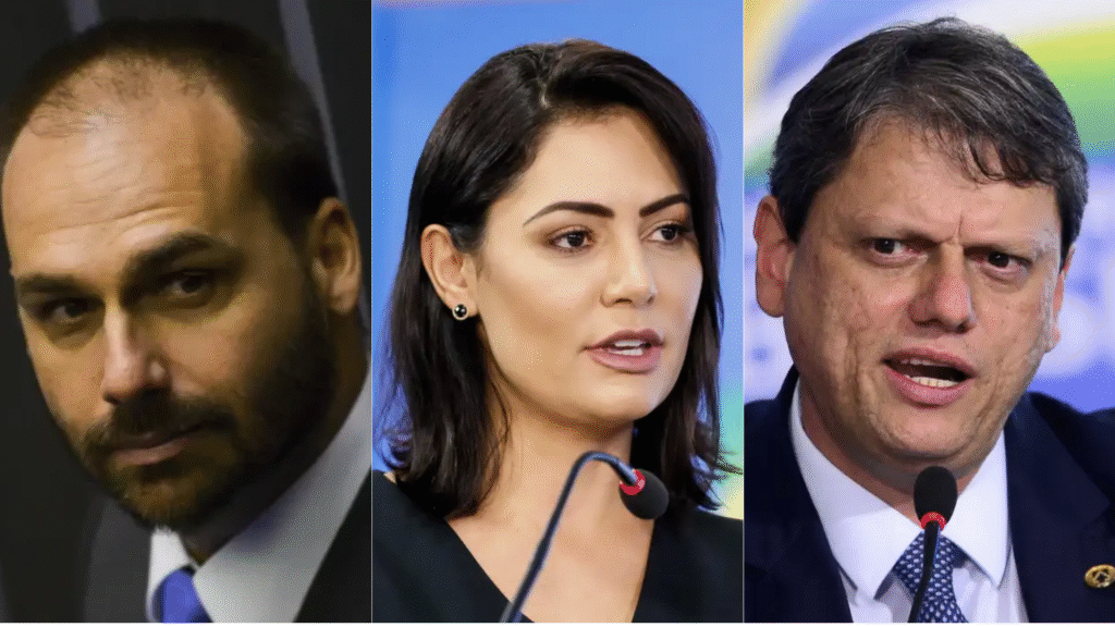 Eduardo, Tarcísio e Michelle disputam lugar de Bolsonaro