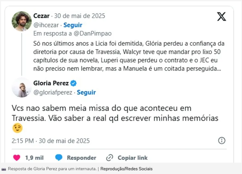 Glória Perez rompe silêncio e promete expor os bastidores secretos da Globo: "vocês não sabem meia missa" 2 Glória Perez