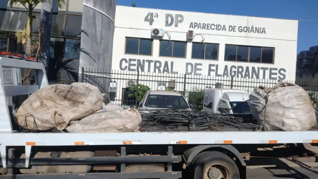 Polícia recupera mais de 500 kg de fios de cobre furtados em Aparecida de Goiânia Foto: Divulgação