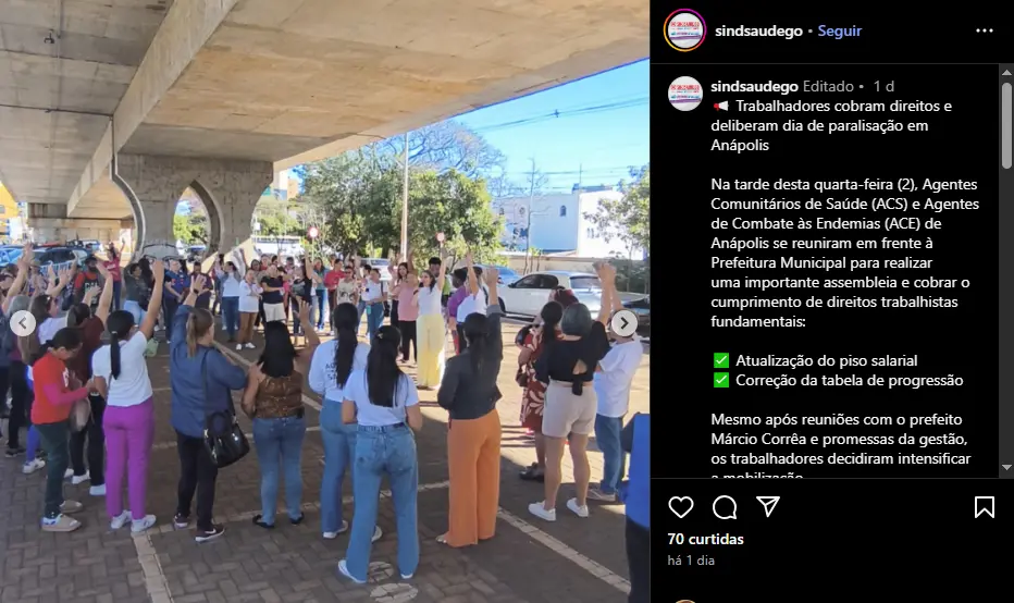 Profissionais da saúde protestam por melhores condições trabalhistas em Aparecida e Anápolis 3 Anapolis