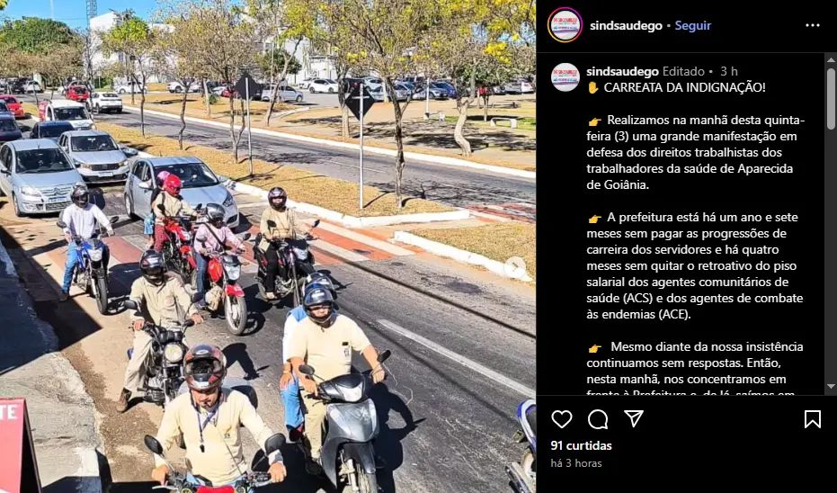 Profissionais da saúde protestam por melhores condições trabalhistas em Aparecida e Anápolis 2 Aparecida de Goiania