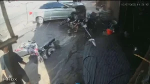 Motorista invade calçada e atropela jovem de 12 anos em oficina de motos em Aparecida
