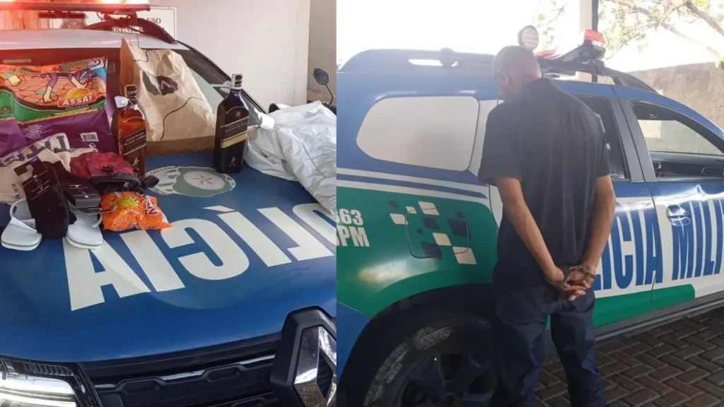 Homem com tornozeleira é preso após furtar roupas e uísque em Aparecida de Goiânia Foto: Divulgação