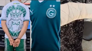 Dois torcedores do Goiás são presos após agressão e roubo contra rival em Aparecida de Goiânia Foto: Reprodução/PMGO
