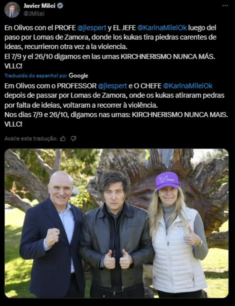 Javier Milei é retirado às pressas de evento após ataque a pedradas na Argentina; vídeo 2 Milei