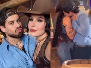 Zé Felipe aparece acariciando a coxa de Ana Castela enquanto se preparavam para uma foto Foto:Reprodução/Instagram