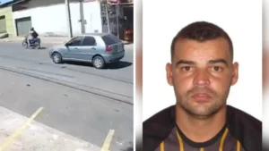 A vítima, identificada como Jhonathan Leonardo Silva, de 35 anos, caiu no chão após ser atingida pelos disparos Foto: Reprodução