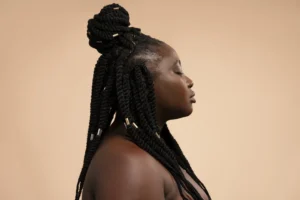 side view woman with afro hairstyle