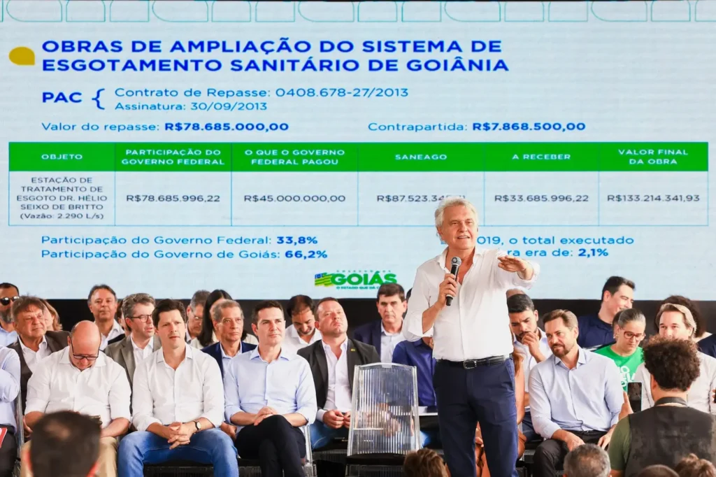 Em tom político, Caiado critica governo Lula em inauguração de ETE