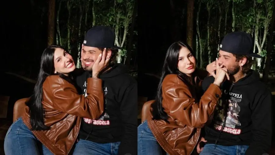 ana castela e ze felipe posam agarradinhos e moletom do cantor chama atencao