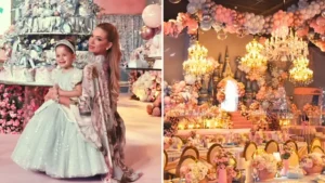 O evento, que tem como tema a Cinderela, promete encantar os convidados com decoração repleta de brilho| foto: redes sociais
