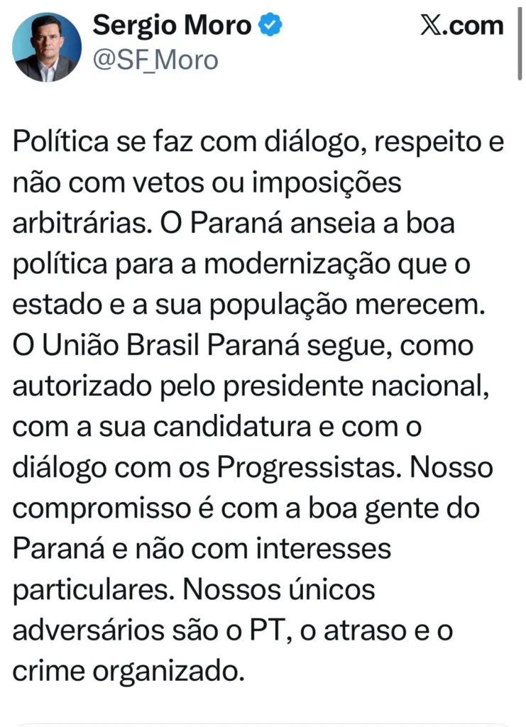 PP veta Moro e muda jogo político no Paraná 3 Sérgio Moro