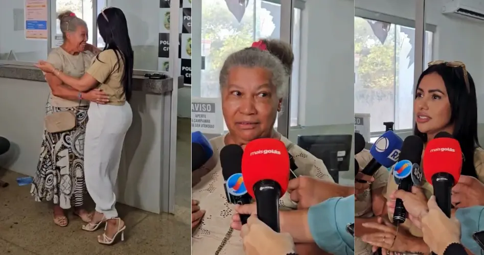 mãe reencontra filha, em Goiânia 
