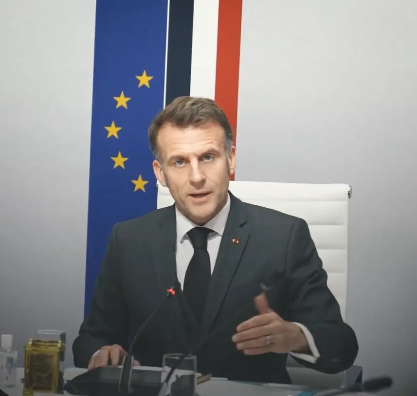 Presidente francês durante pronunciamento sobre Estreito de Ormuz 