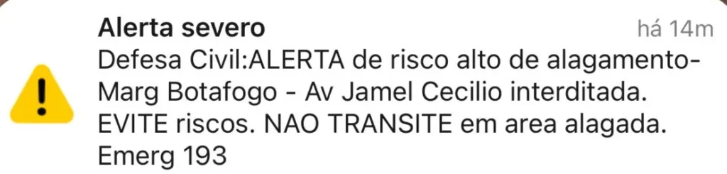 Alerta de chuva: com risco de alagamento, Marginal Botafogo e Jamel Cecílio são interditadas em Goiânia