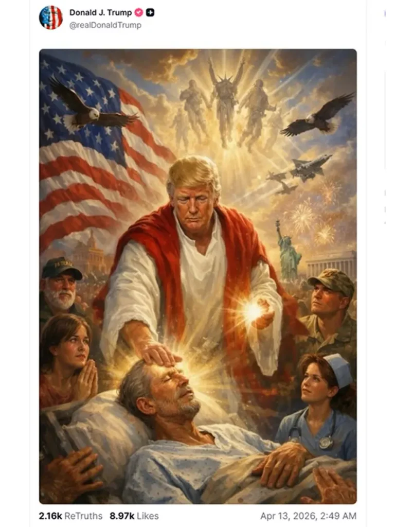 Trump ataca Papa Leão XIV nas redes e publica imagem em que aparece como Jesus 2 trump