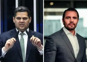 Presidente do senado Davi Alcolumbre UB esq. e o banqueiro preso por fraude no sistema financeiro nacional Daniel Vorcaro dir. 01