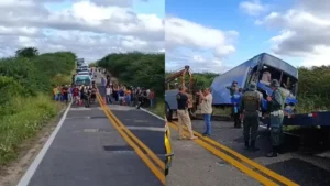 Ônibus com time de basquete capota no Ceará e deixa sete mortos