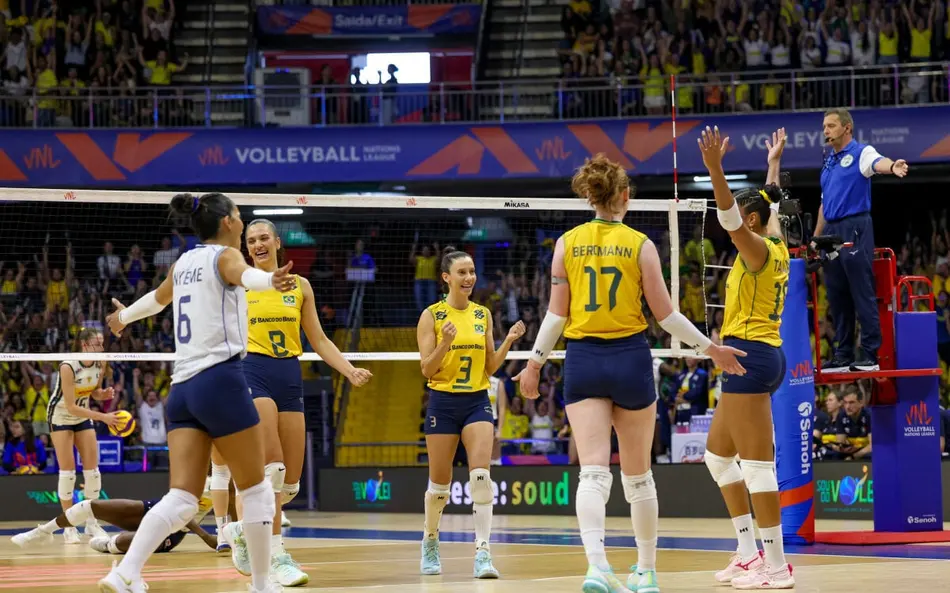 VNL feminina: Brasil supera a Bélgica no tie-break
