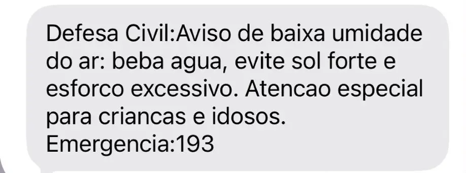 Defesa Civil alerta para umidade de 20% em Goiânia