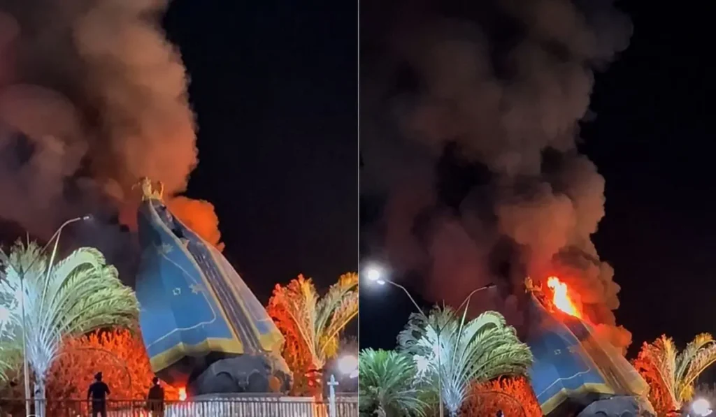 Estátua de Nossa Senhora Aparecida é destruída por incêndio em Goiás; polícia apura o caso