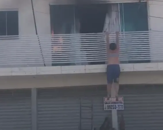 VÍDEO: mulher pula de sacada para escapar de incêndio em Anápolis e sofre queimaduras