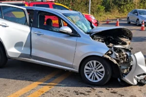 Carro danificado por acidente na GO-462