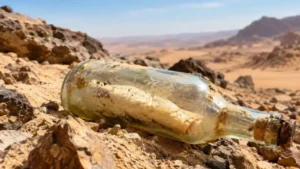 Garrafa encontrada no deserto do Egito revela mensagem escrita em 1977